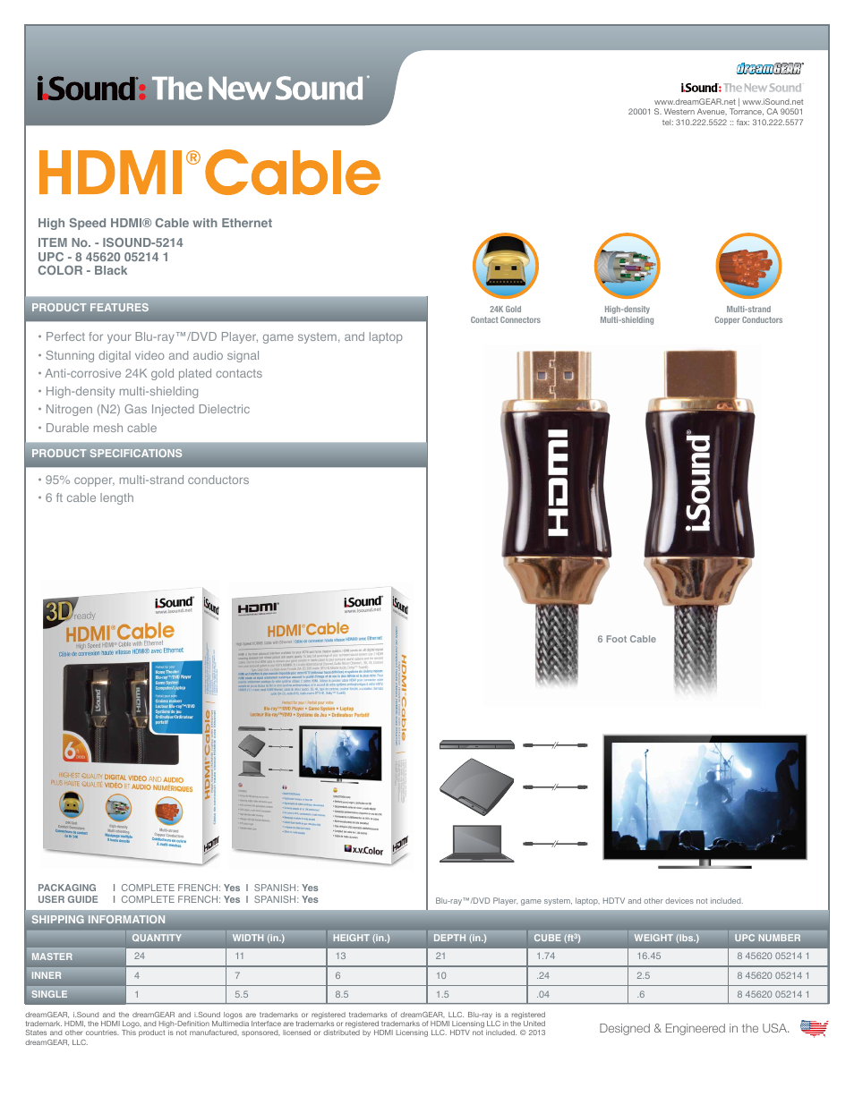 iSound HDMI Cable - Sell Sheet User Manual | 1 page