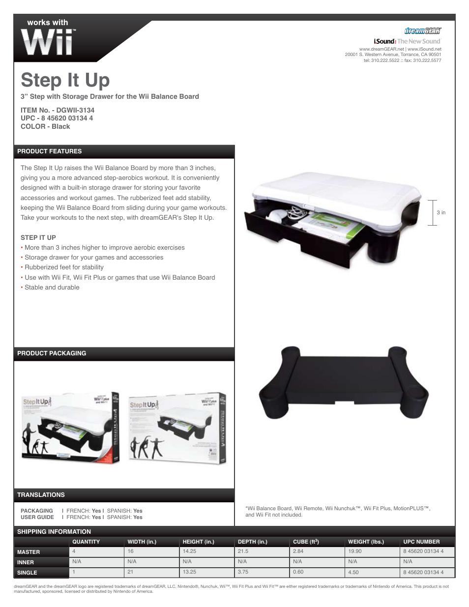 DreamGEAR DGWII-3134 User Manual | 1 page