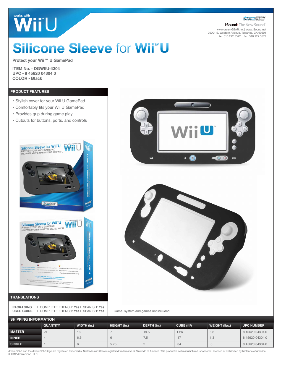 DreamGEAR DGWIIU-4304 User Manual | 1 page