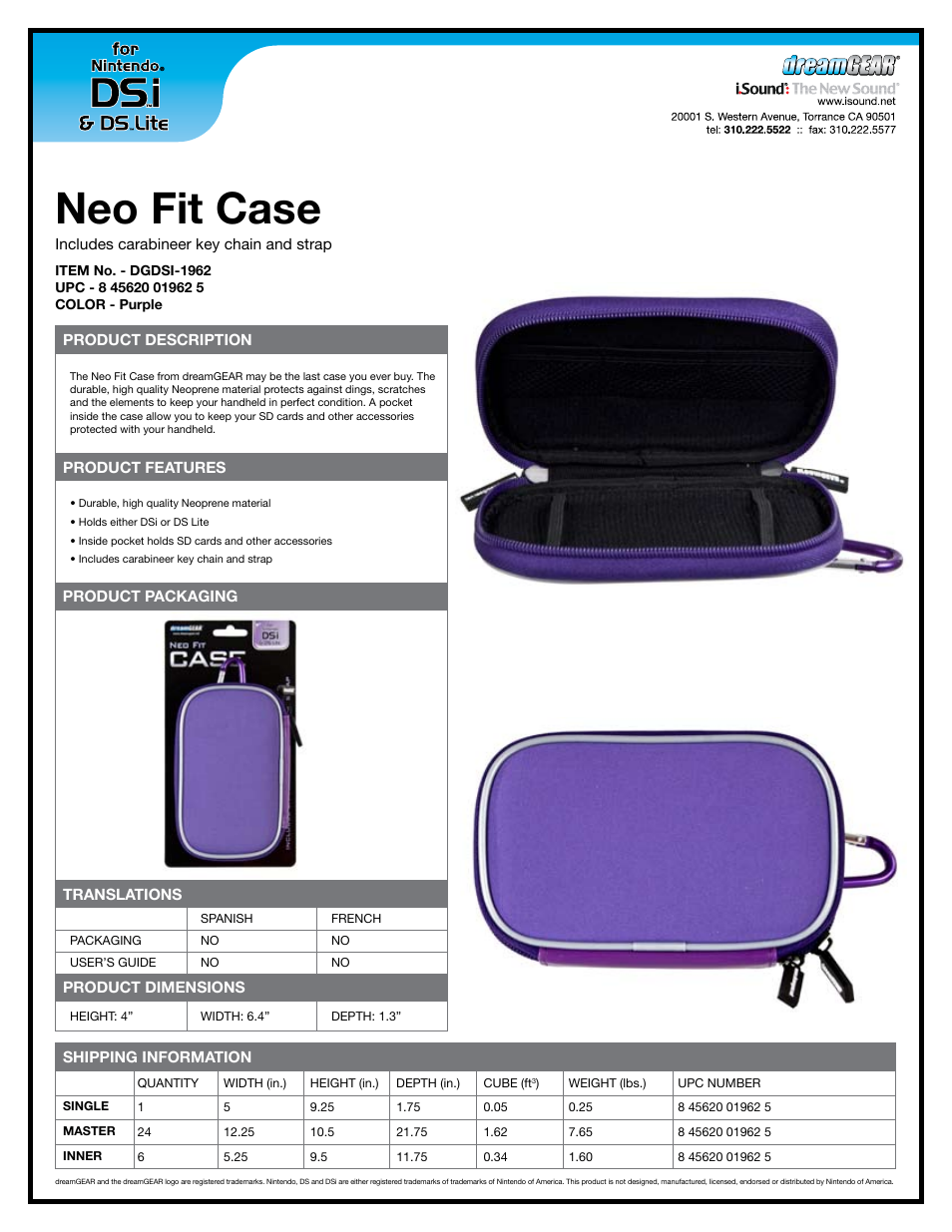 DreamGEAR DGDSI-1962 User Manual | 1 page