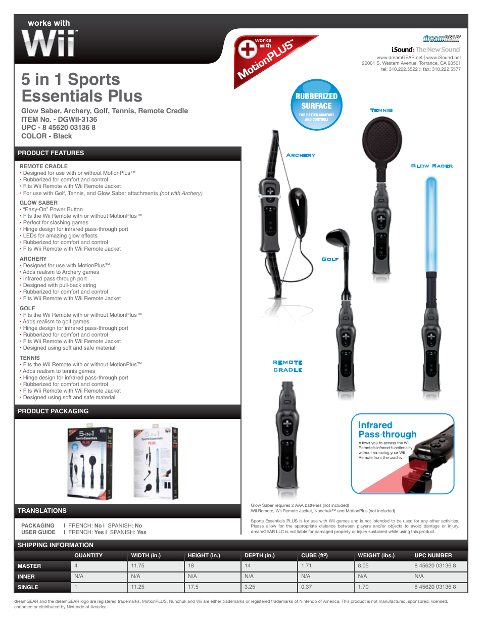 DreamGEAR DGWII-3136 User Manual | 1 page