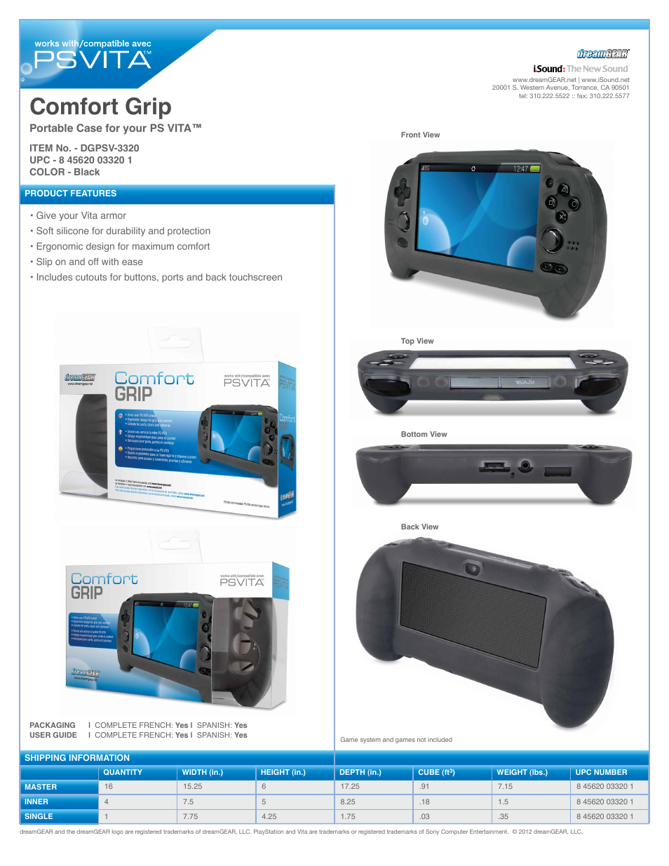 DreamGEAR DGPSV-3320 en User Manual | 1 page