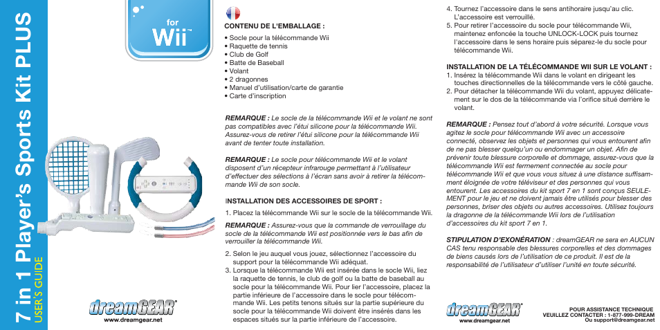 Dgwii-1275-7 in 1 sports kit-ug-p3, 7 in 1 player’ s sports kit plus | DreamGEAR DGWII-1275 es User Manual | Page 3 / 3