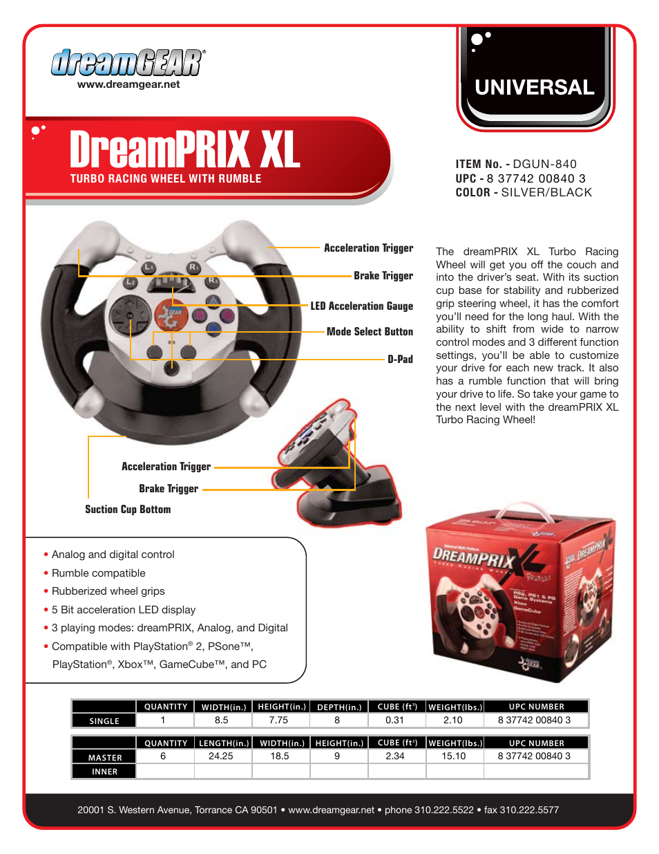 DreamGEAR DGUN-840 User Manual | 1 page
