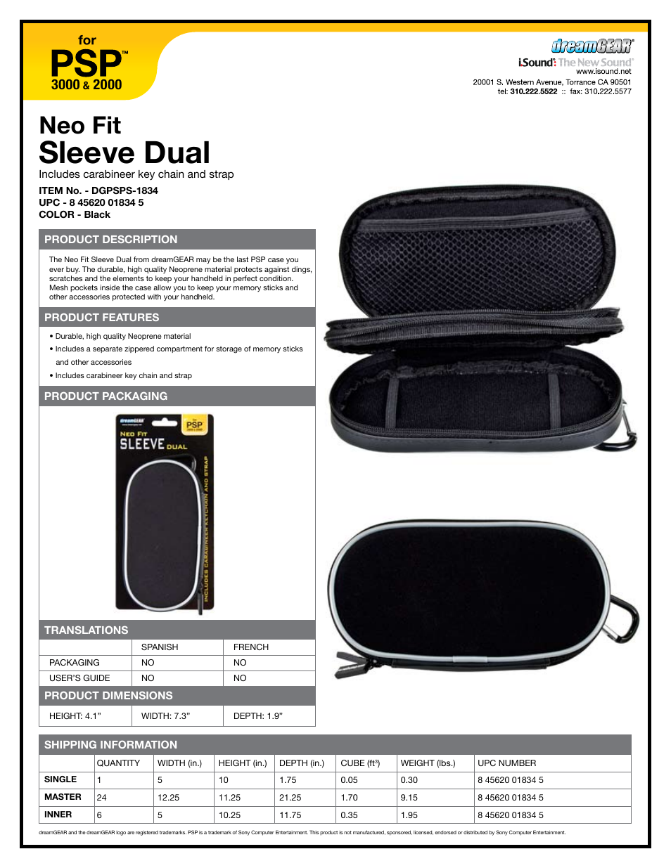 DreamGEAR DGPSPS-1834 User Manual | 1 page