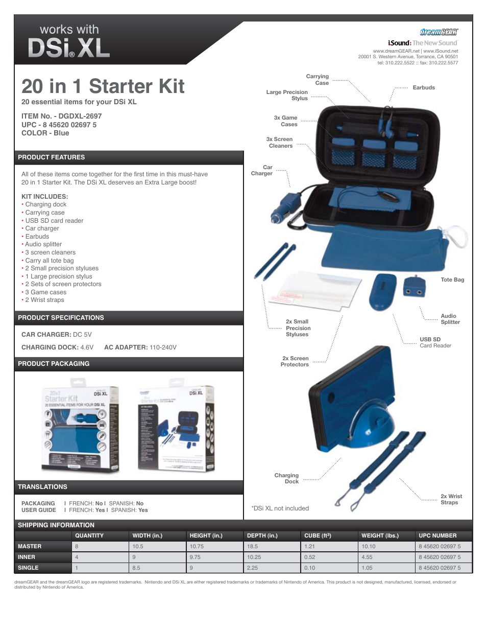 DreamGEAR DGDXL-2697 es User Manual | 1 page