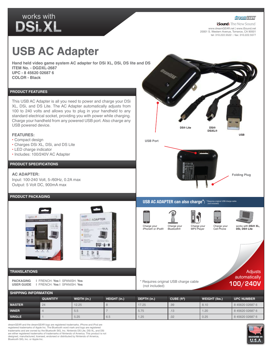 DreamGEAR DGDXL-2687 User Manual | 1 page