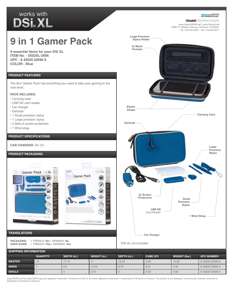 DreamGEAR DGDXL-2696 es User Manual | 1 page