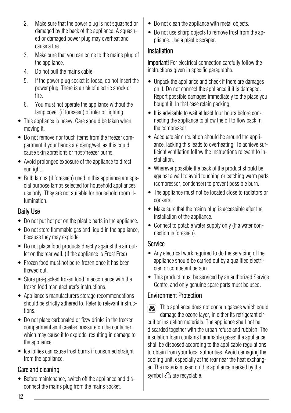 Zanussi ZQF 11430 DA User Manual | Page 12 / 40