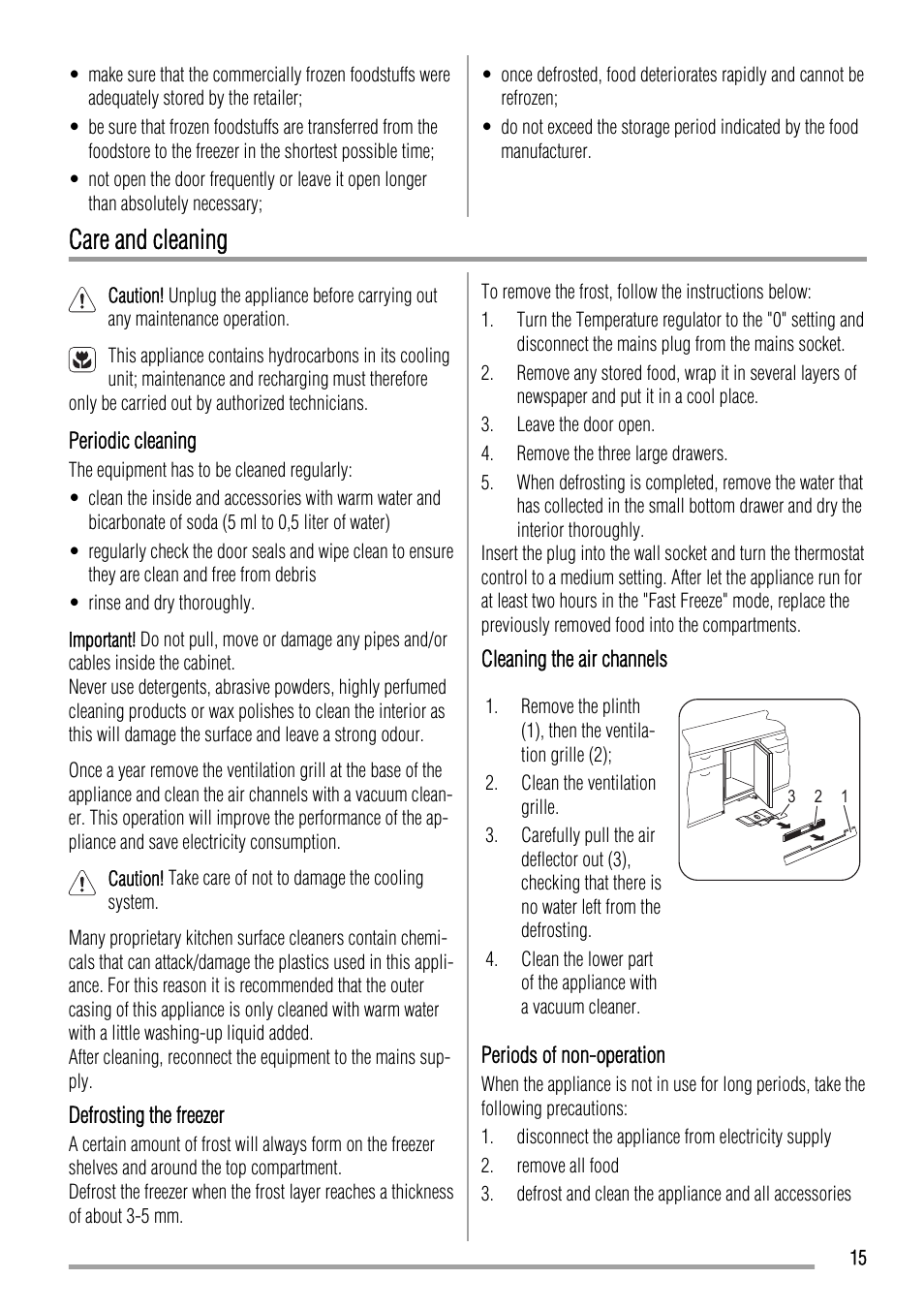 Care and cleaning | Zanussi ZQF 11430 DA User Manual | Page 15 / 40