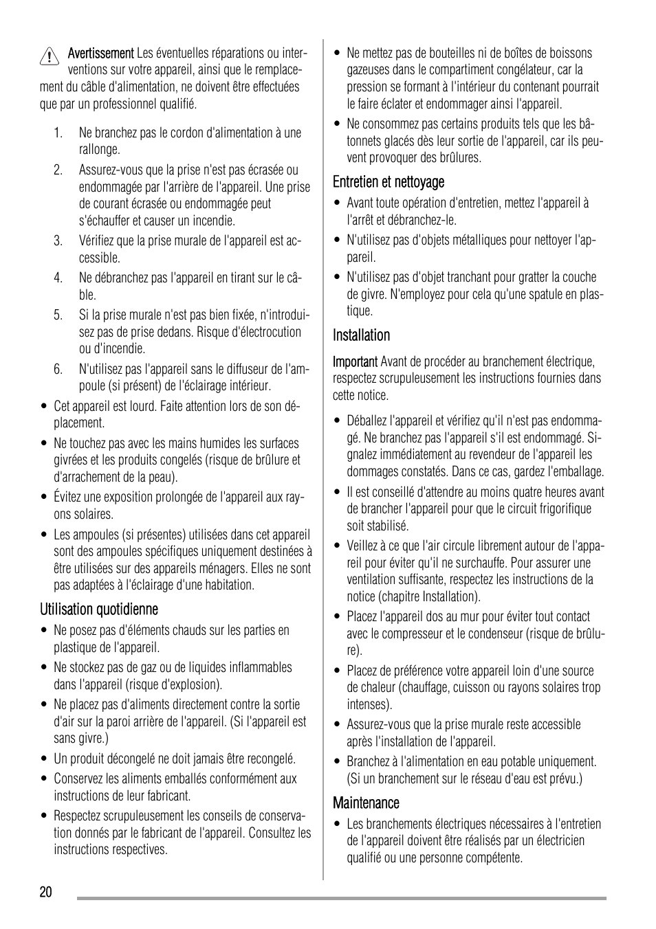 Zanussi ZQF 11430 DA User Manual | Page 20 / 40