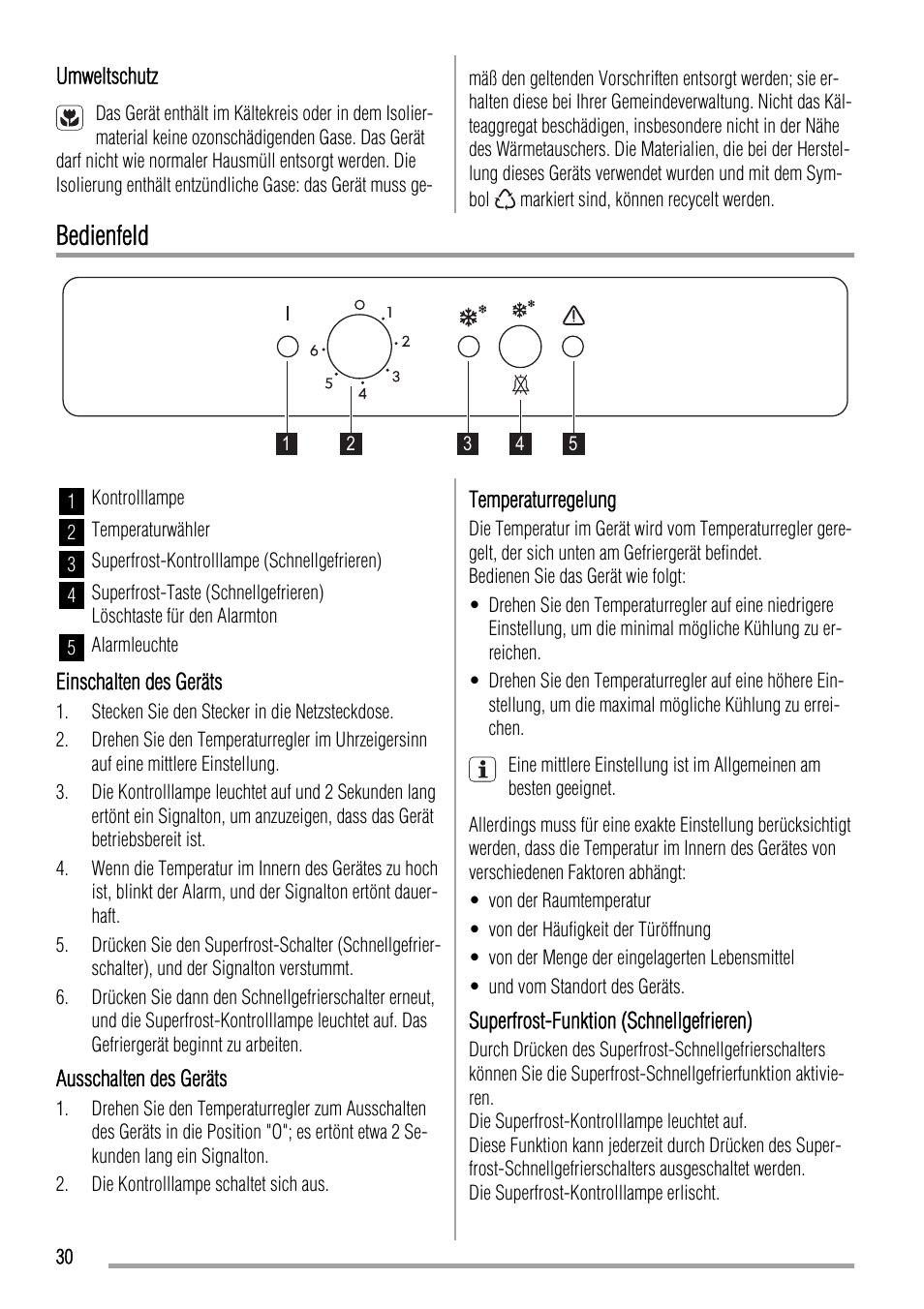 Bedienfeld | Zanussi ZQF 11430 DA User Manual | Page 30 / 40