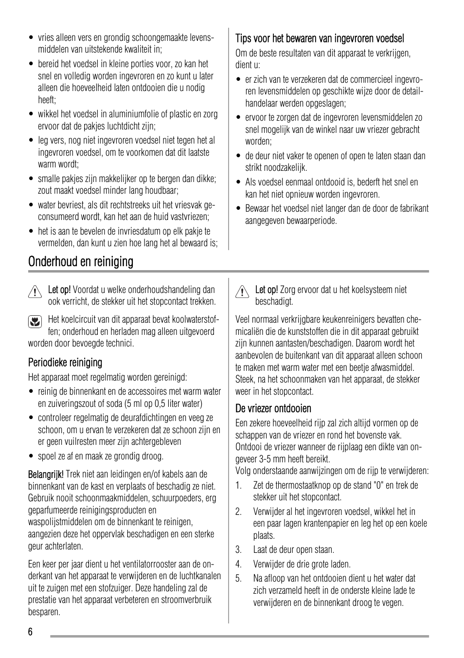 Onderhoud en reiniging | Zanussi ZQF 11430 DA User Manual | Page 6 / 40