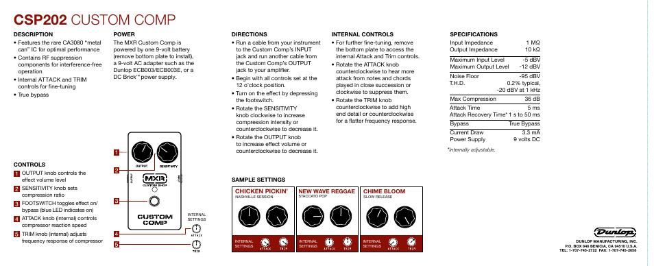 Csp202 custom comp | Dunlop Manufacturing CSP202 User Manual | Page 2 / 2