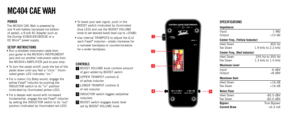 Mc404 cae wah | Dunlop Manufacturing MC404 User Manual | Page 2 / 2
