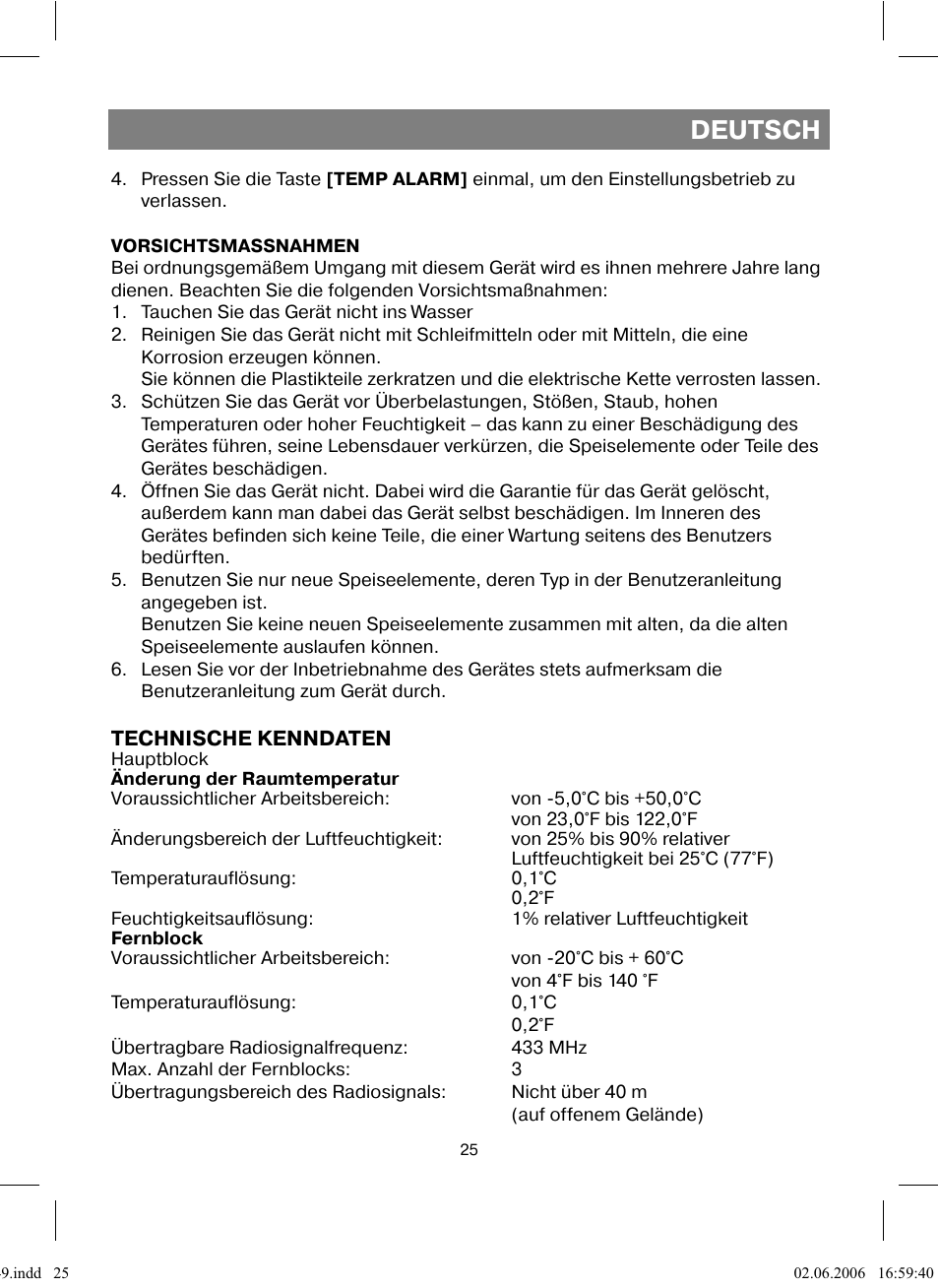 Deutsch | Vitek VT-3549 SR User Manual | Page 25 / 68