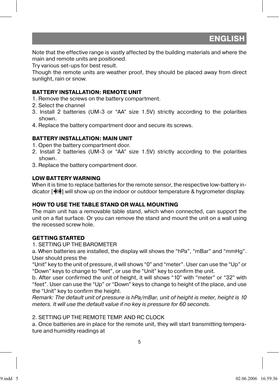 English | Vitek VT-3549 SR User Manual | Page 5 / 68