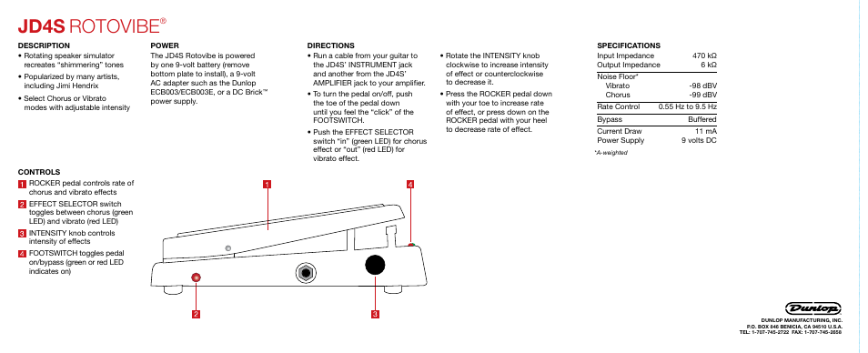 Jd4s, Rotovibe | Dunlop Manufacturing JD4S User Manual | Page 2 / 2