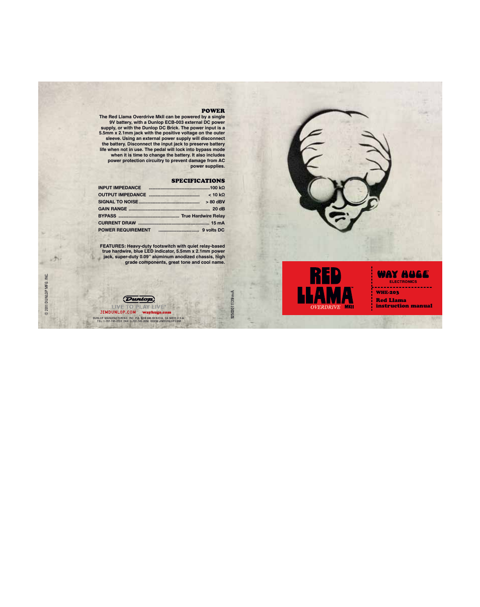 Dunlop Manufacturing WHE203 User Manual | 2 pages