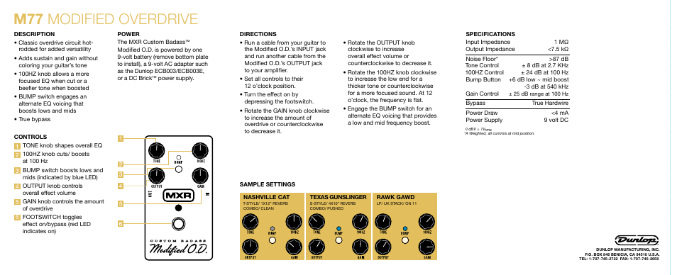 M77 modified overdrive | Dunlop Manufacturing M77 User Manual | Page 2 / 2