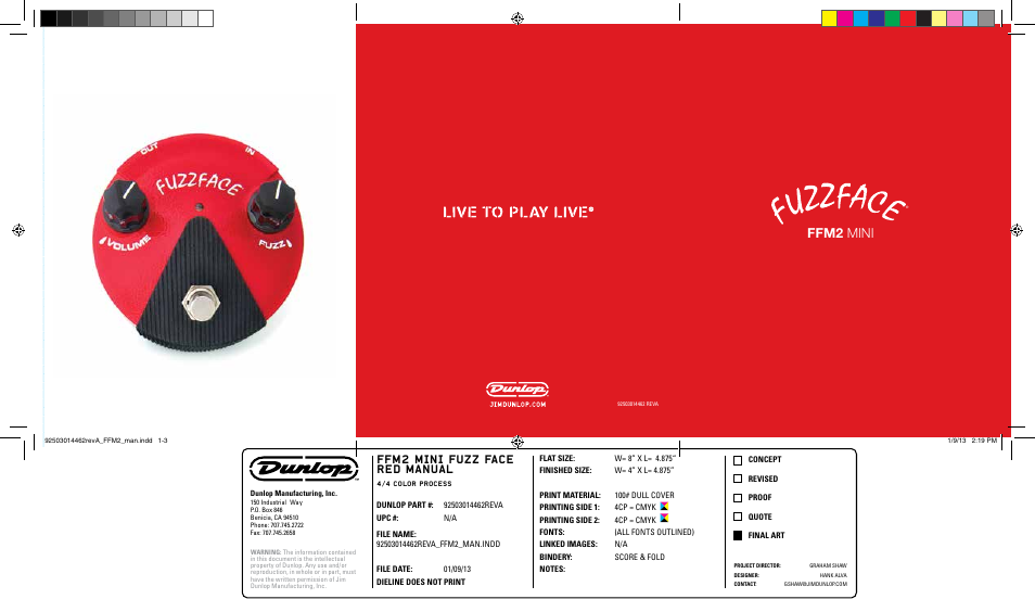 Dunlop Manufacturing FFM2 User Manual | 2 pages