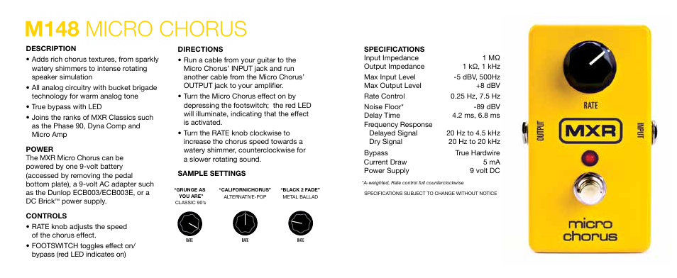 M148 micro chorus | Dunlop Manufacturing M148 User Manual | Page 2 / 2