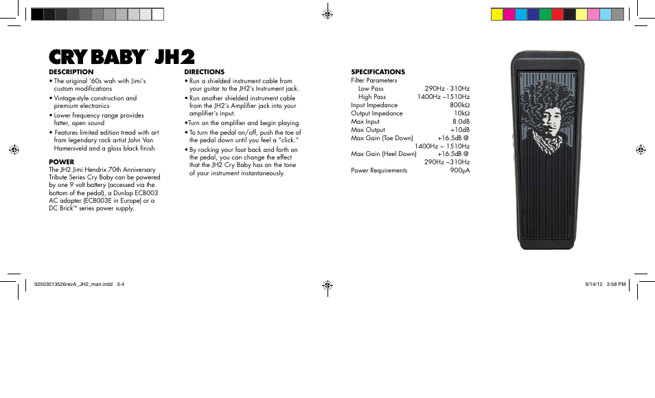 Dunlop Manufacturing JH2 User Manual | Page 2 / 2