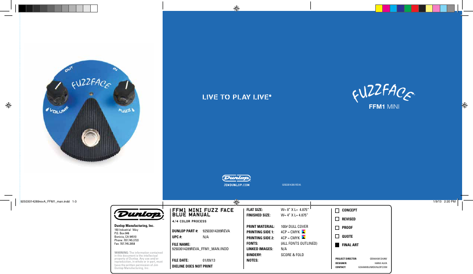 Dunlop Manufacturing FFM1 User Manual | 2 pages