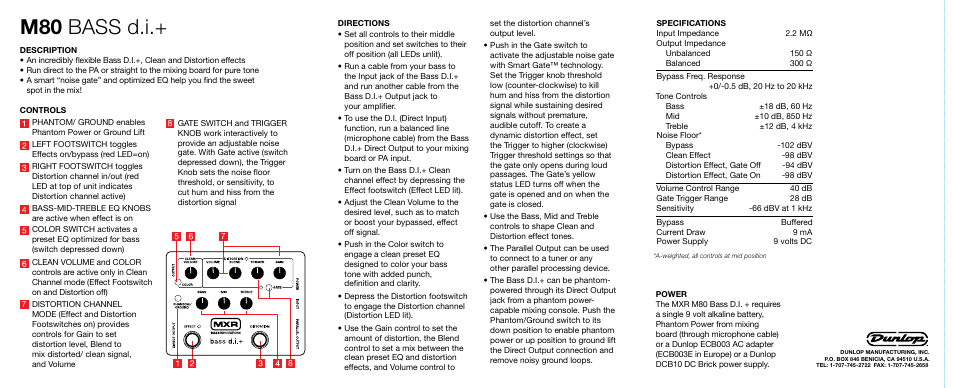 M80 bass d.i | Dunlop Manufacturing M80 User Manual | Page 2 / 2