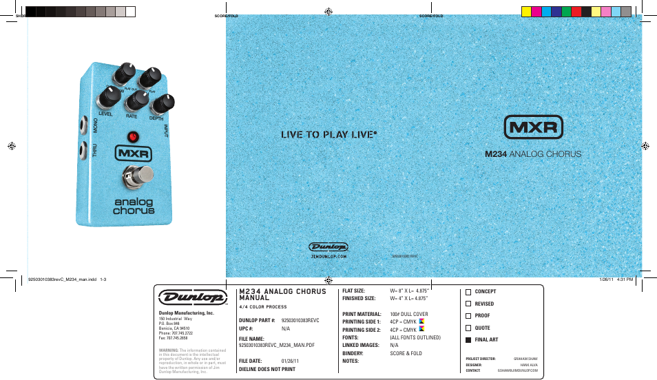 Dunlop Manufacturing M234 User Manual | 2 pages
