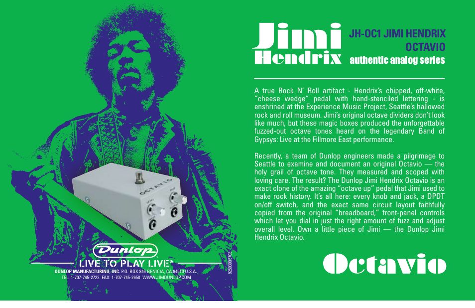 Dunlop Manufacturing JHOC1 User Manual | 2 pages