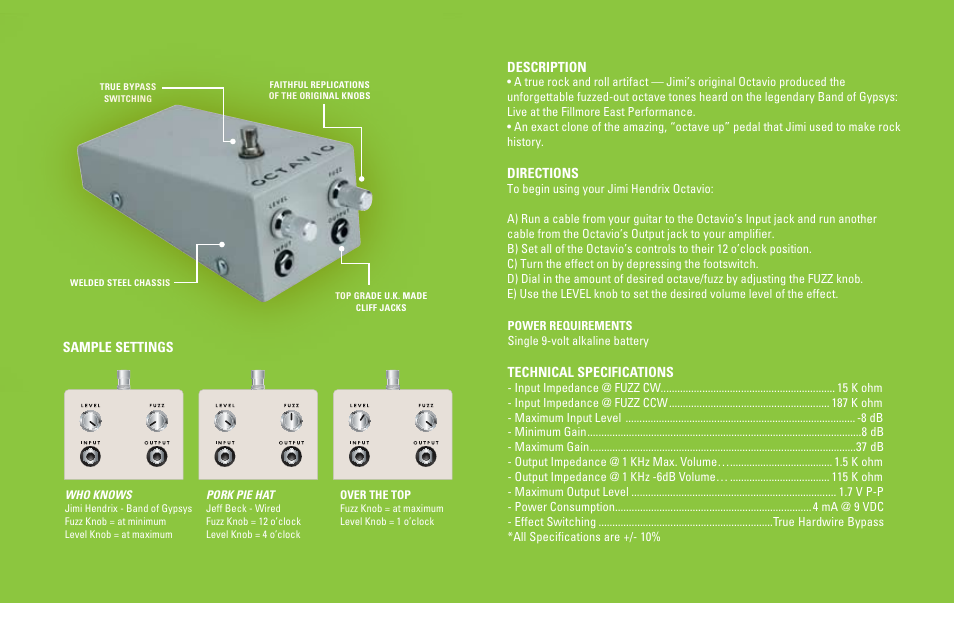 Dunlop Manufacturing JHOC1 User Manual | Page 2 / 2
