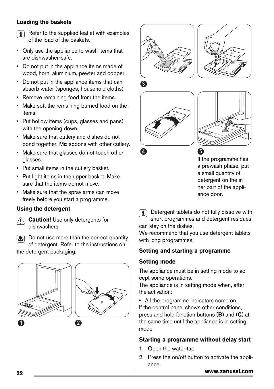 Zanussi ZDT 16011 FA User Manual | Page 22 / 72