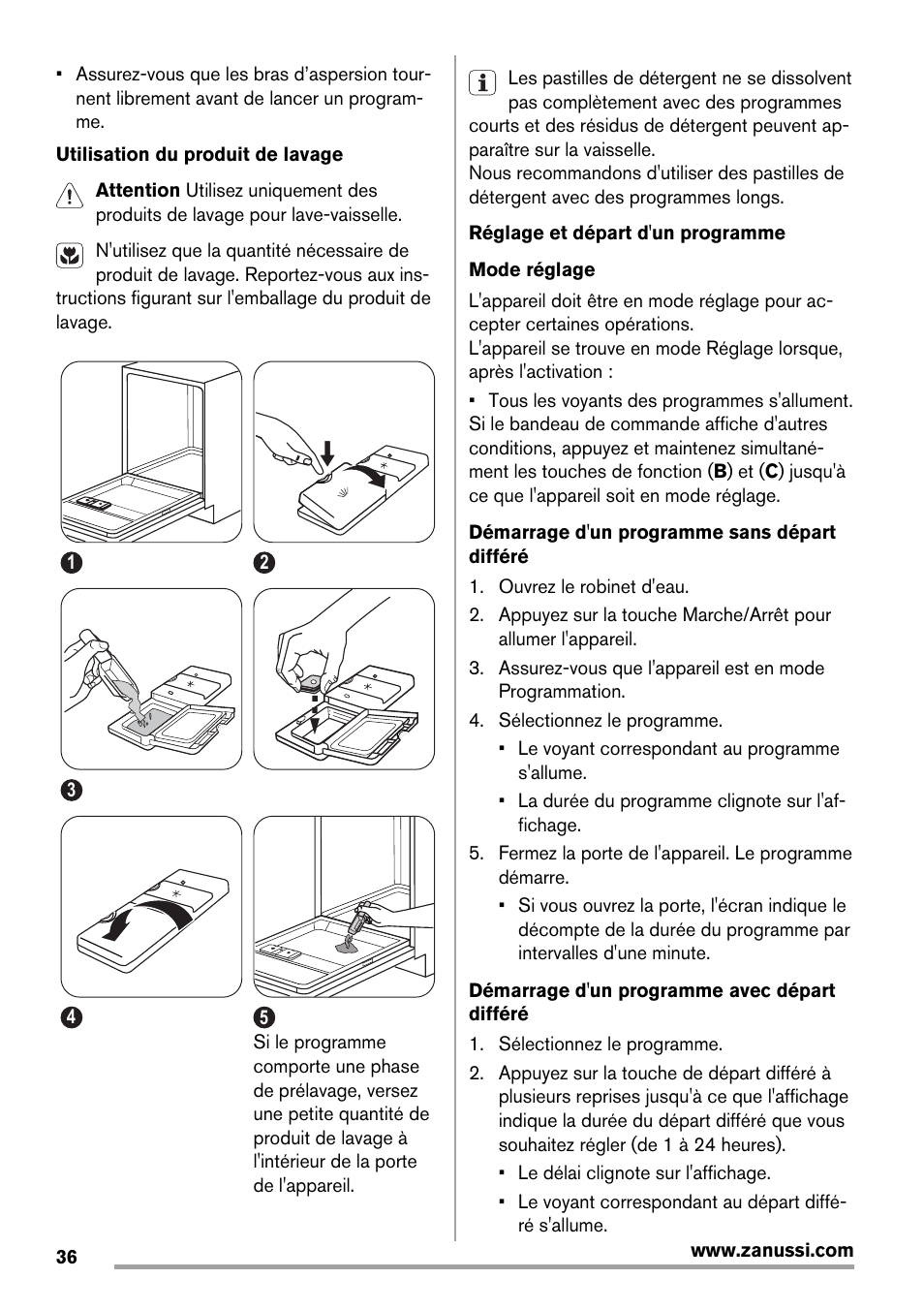 Zanussi ZDT 16011 FA User Manual | Page 36 / 72