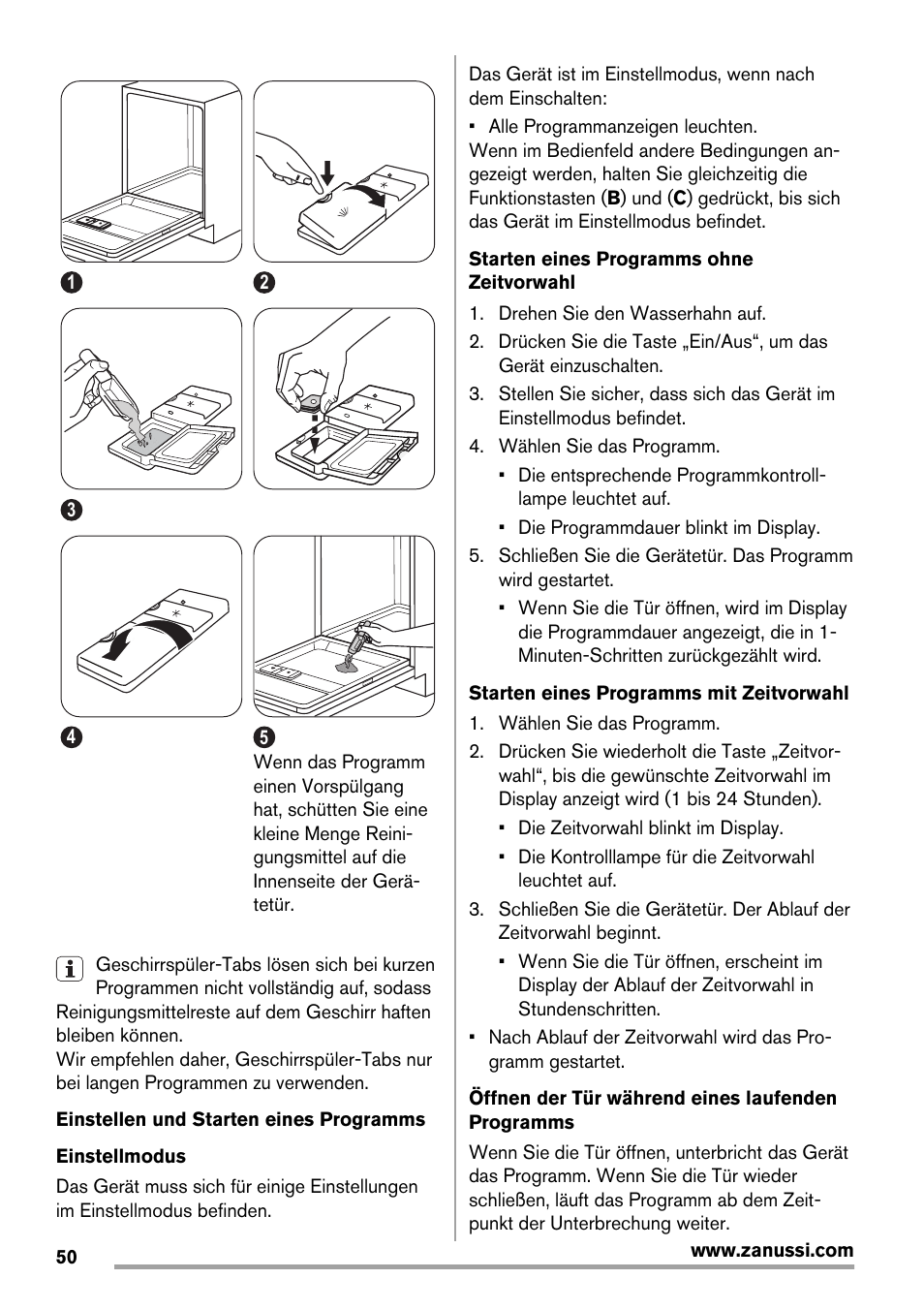 Zanussi ZDT 16011 FA User Manual | Page 50 / 72