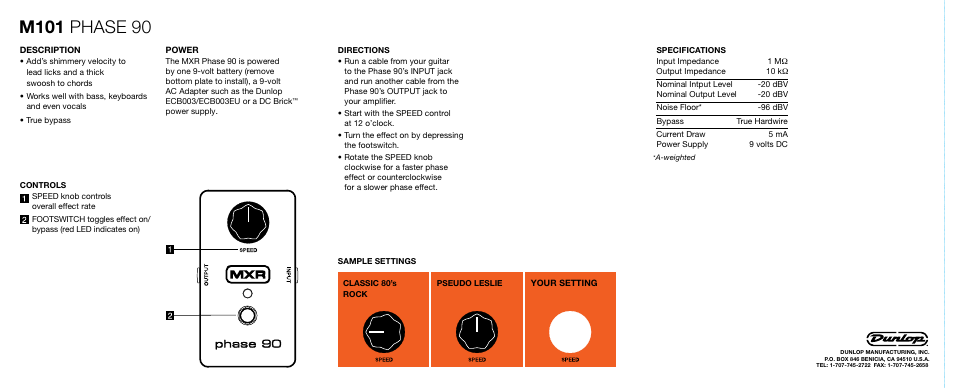 Dunlop Manufacturing M101 User Manual | Page 2 / 2