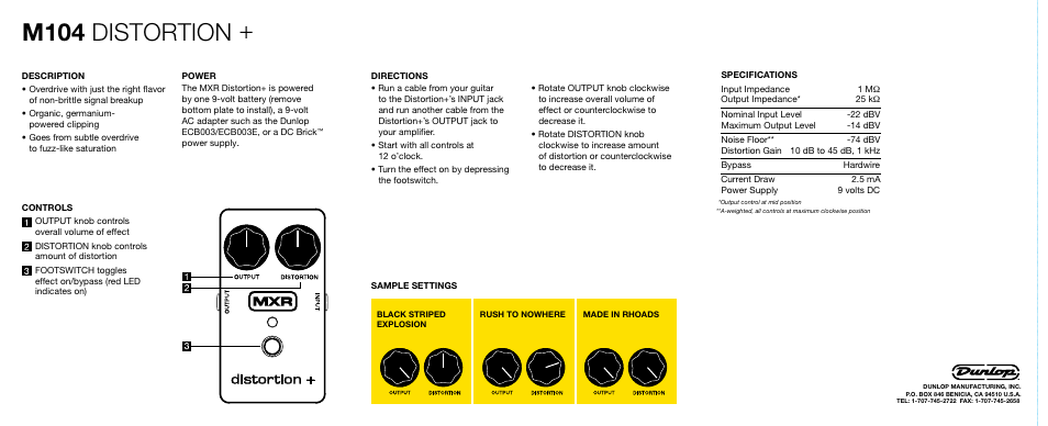 M104 distortion | Dunlop Manufacturing M104 User Manual | Page 2 / 2