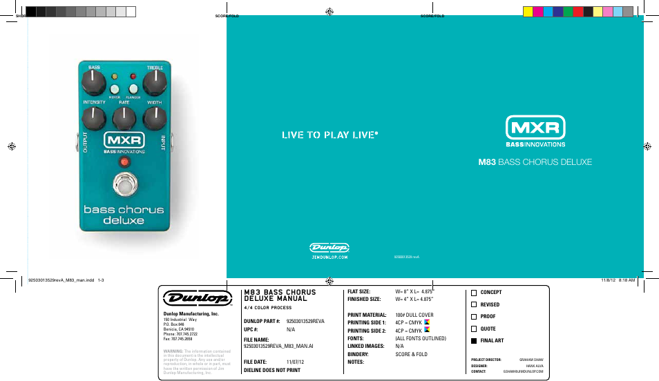 Dunlop Manufacturing M83 User Manual | 2 pages