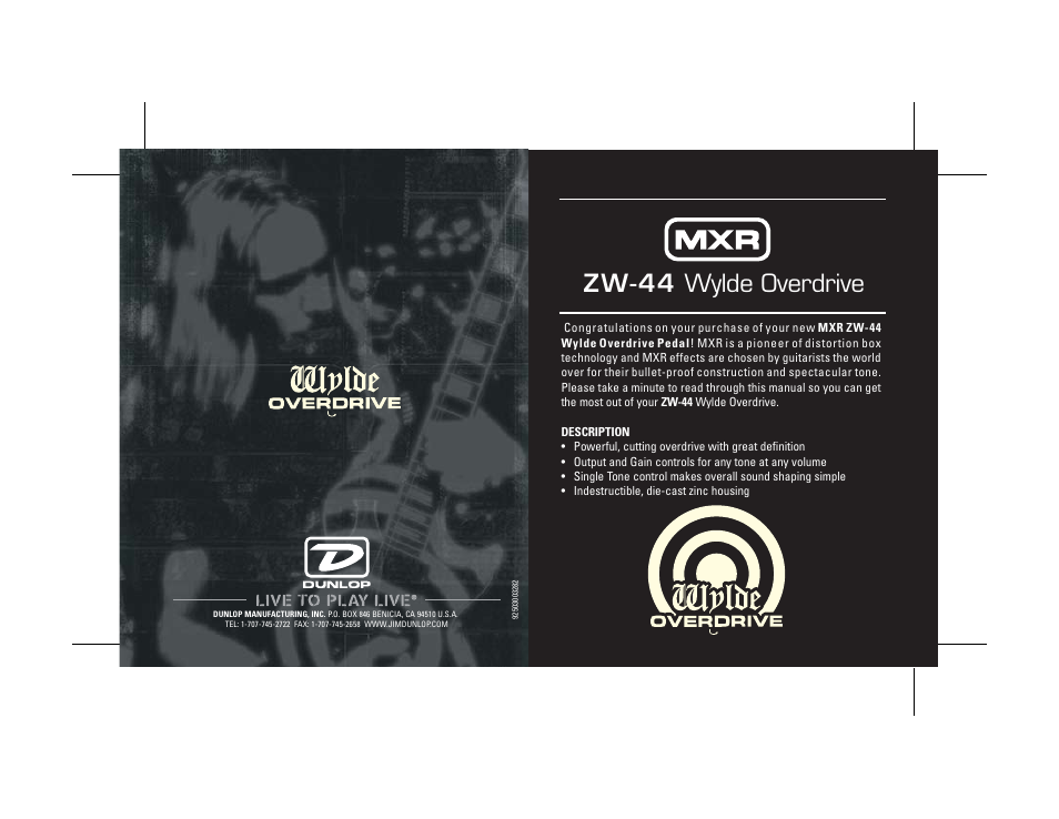 Dunlop Manufacturing ZW44 User Manual | 2 pages
