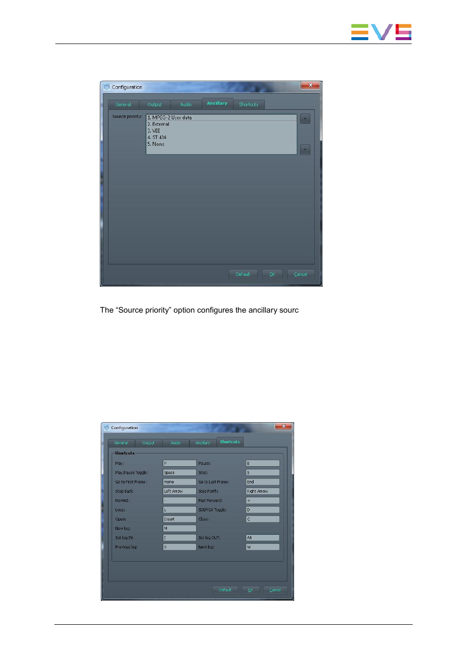 Ancillary, Shortcuts, 4 ancillary | 5 shortcuts | EVS XFReader Version 2.6 - October 2013 User Manual User Manual | Page 35 / 44