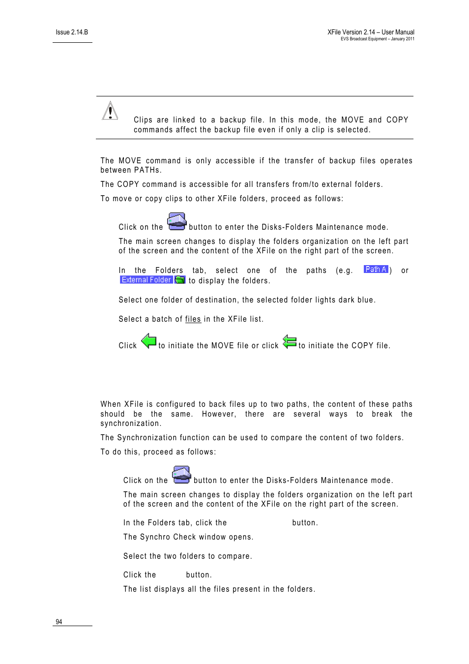 3 how to copy/move clips to other xfile folders, 4 how to check the synchronization between paths, How to copy/move clips to other xfile folders | How to check the synchronization between paths, Ow to, Lips to, Ther, Olders, Heck the, Ynchronization | EVS Xfile Version 2.14 - January 2011 User Manual User Manual | Page 103 / 190