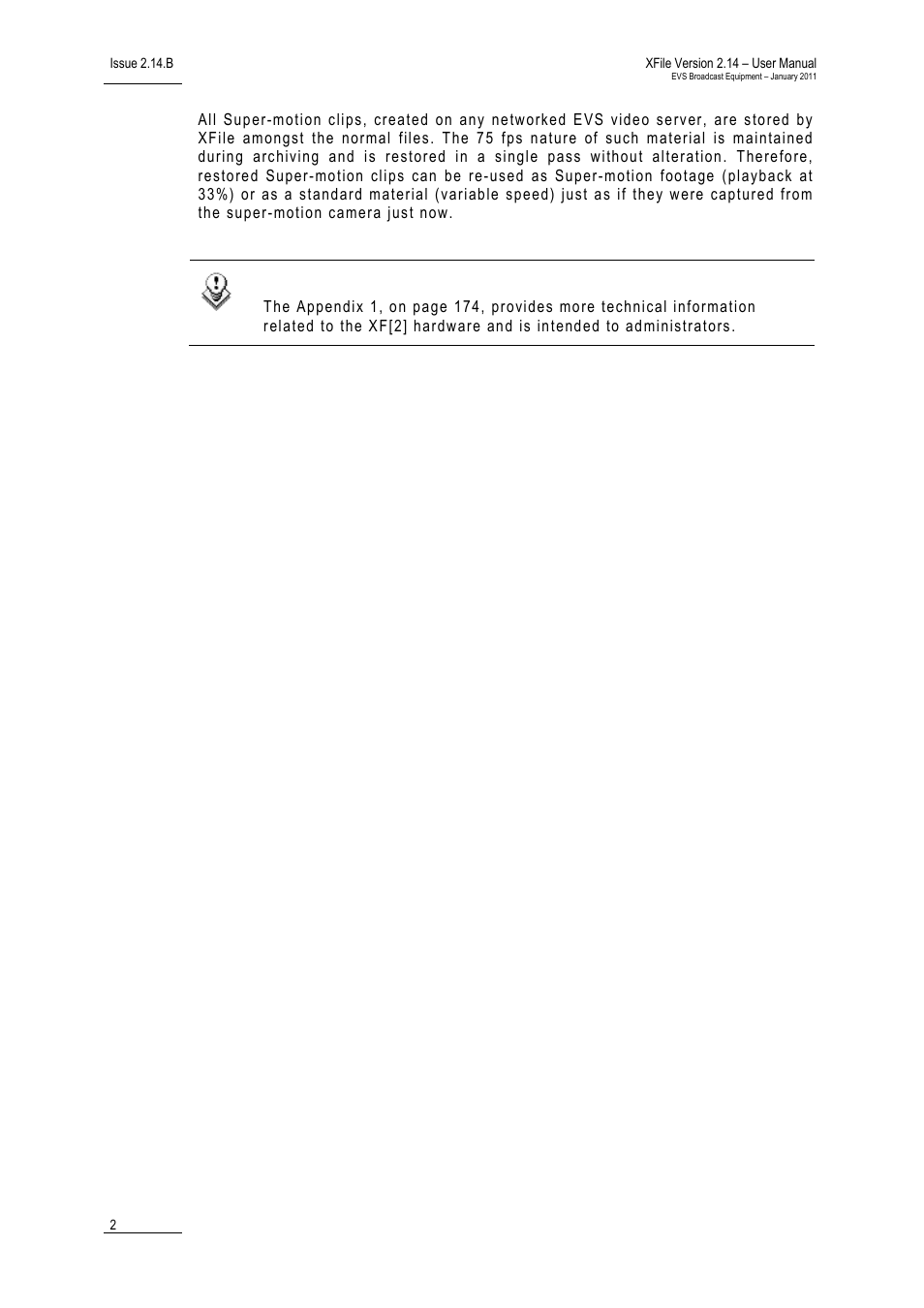 EVS Xfile Version 2.14 - January 2011 User Manual User Manual | Page 11 / 190