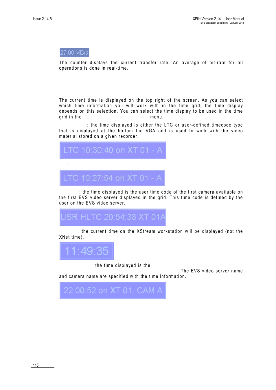 3 transfer rate, 4 time, Transfer rate | Time, Ransfer | EVS Xfile Version 2.14 - January 2011 User Manual User Manual | Page 125 / 190