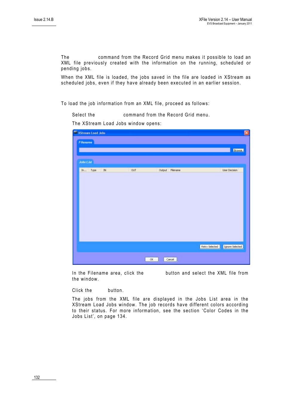 Load jobs, How to load jobs from an xml file | EVS Xfile Version 2.14 - January 2011 User Manual User Manual | Page 141 / 190