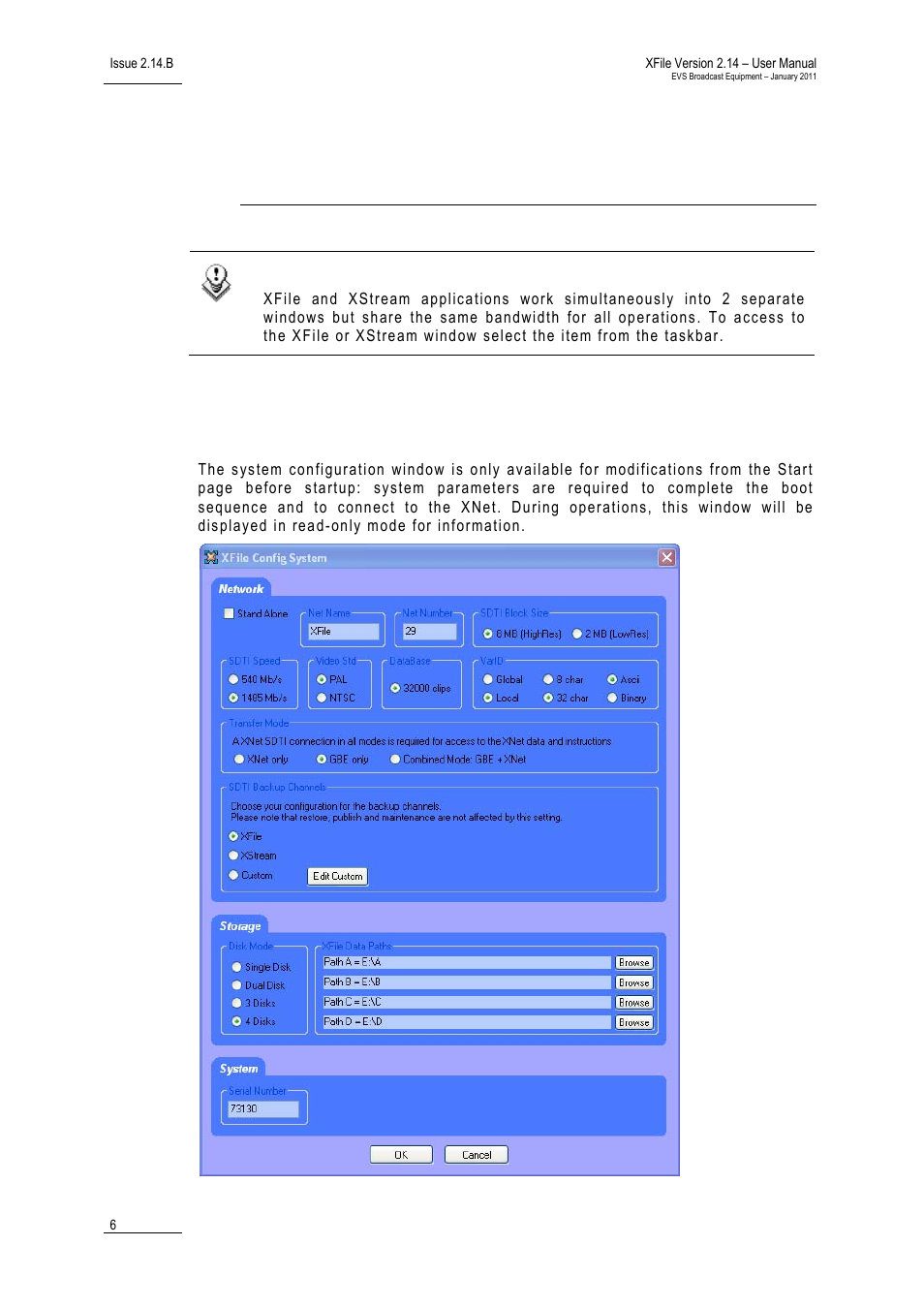 Xfile module, 1 system configuration, System configuration | EVS Xfile Version 2.14 - January 2011 User Manual User Manual | Page 15 / 190