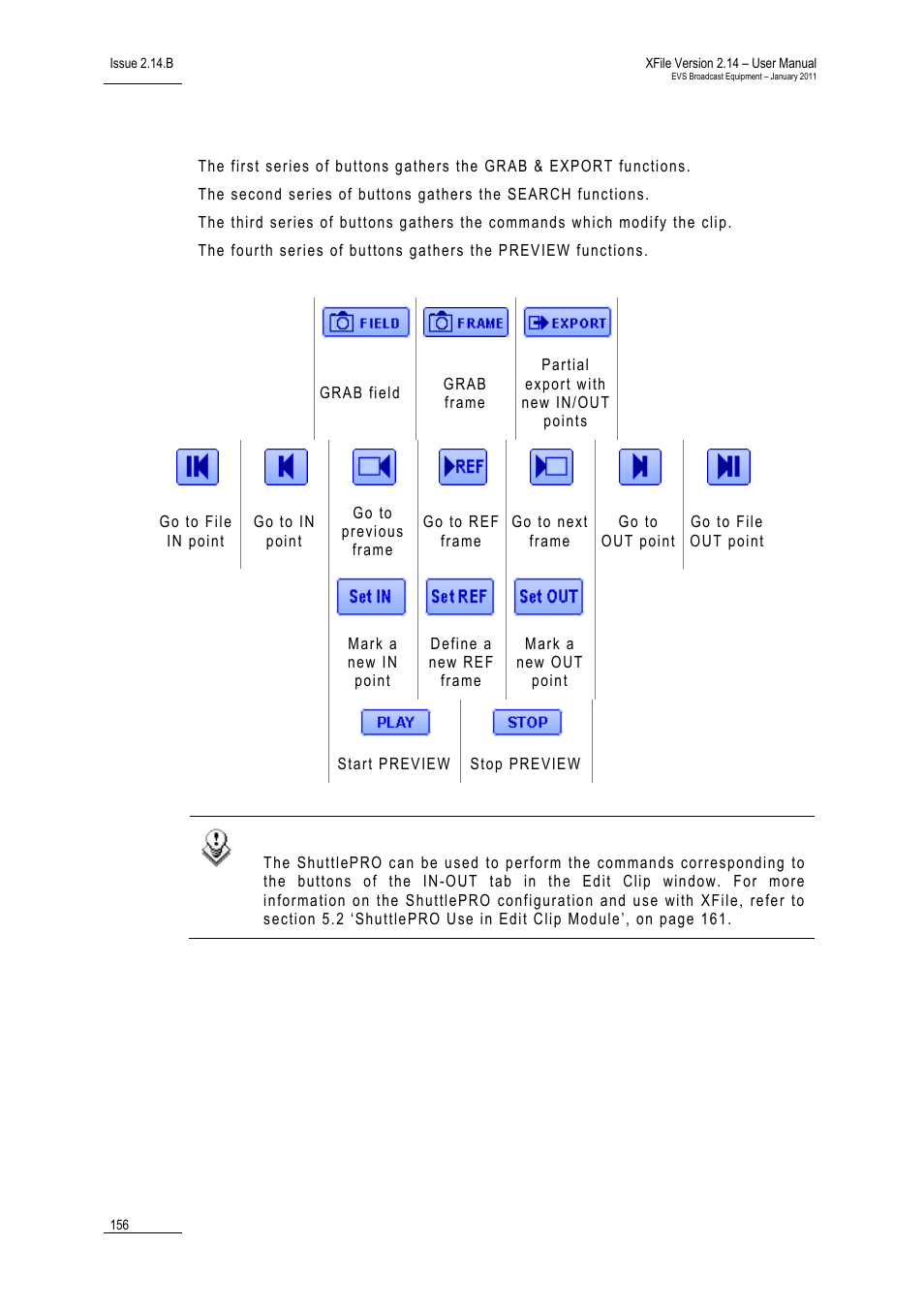 Buttons, Uttons | EVS Xfile Version 2.14 - January 2011 User Manual User Manual | Page 165 / 190