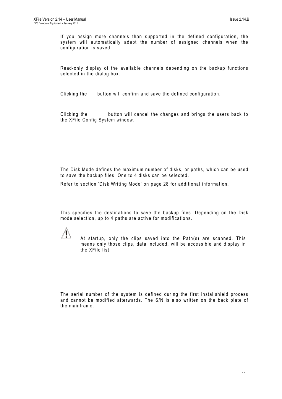 Available channels, Cancel, 4 storage area | Disk mode, Path a / b / c / d, 5 system area, Serial number, Storage area, System area | EVS Xfile Version 2.14 - January 2011 User Manual User Manual | Page 20 / 190