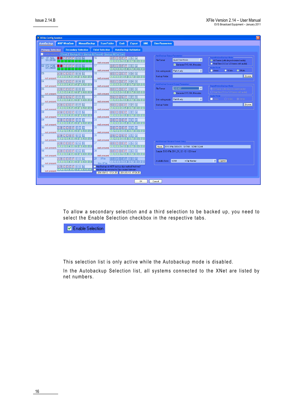 Selection tabs, Selection list | EVS Xfile Version 2.14 - January 2011 User Manual User Manual | Page 25 / 190