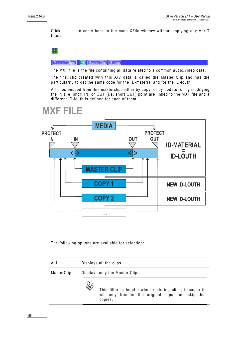 Media / clips | EVS Xfile Version 2.14 - January 2011 User Manual User Manual | Page 67 / 190