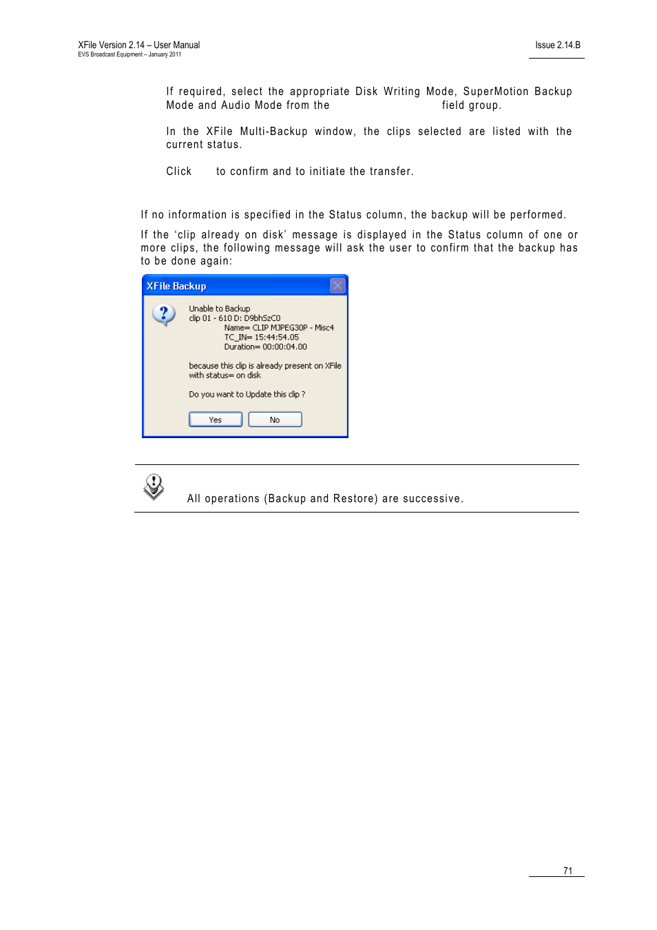 EVS Xfile Version 2.14 - January 2011 User Manual User Manual | Page 80 / 190